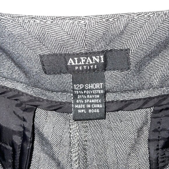 Alfani Petite Women's 12P Short Length Straight Leg Pants Gray Herringbone - Picture 5 of 6